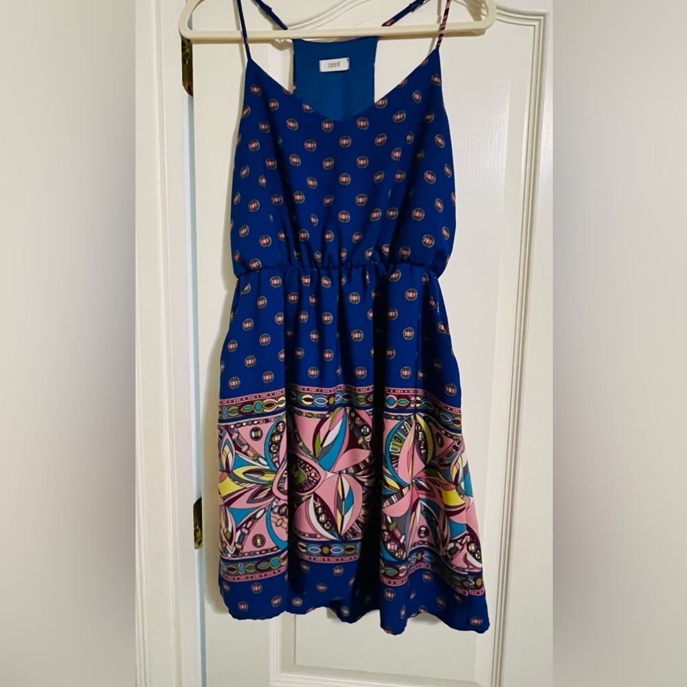 ODDY Blue and Pink Patterned Mini Dress